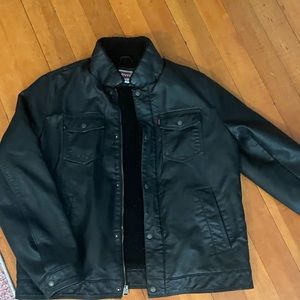 Men’s Faux Leather/Fleece Aviator Jacket